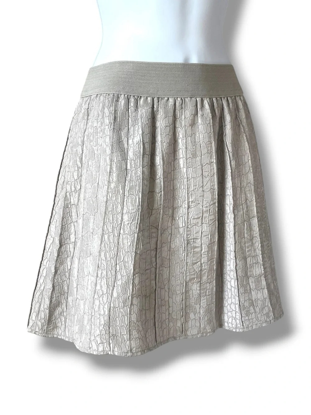 Hinge Textured Fit & Flare Skater Skirt Silver Gray Jacquard Mini Coquette Skirt